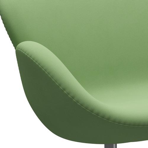Fritz Hansen Swan Sofa 2 Seater, Satin Brushed Aluminium/Fame Light Green
