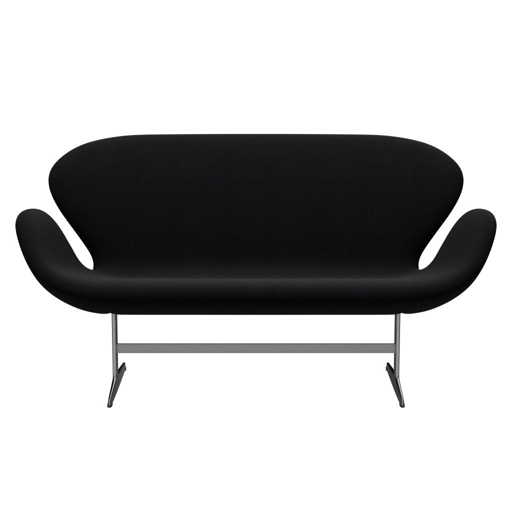 Fritz Hansen Swan Sofa 2 Seater, Satin Brushed Aluminium/Fame Black