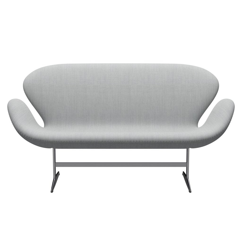Fritz Hansen Swan Sofa 2 Seater, Satin Brushed Aluminium/Fiord Grey/Medium Grey