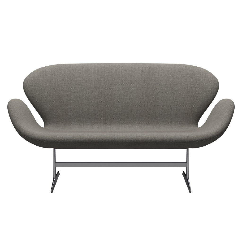 Fritz Hansen Swan Sofa 2 Seater, Satin Brushed Aluminium/Fiord Grey/Stone