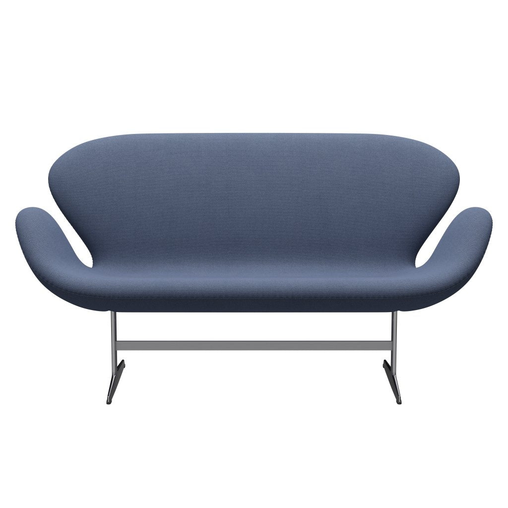 Fritz Hansen Swan Sofa 2 Seater, Satin Brushed Aluminium/Fiord Lavender