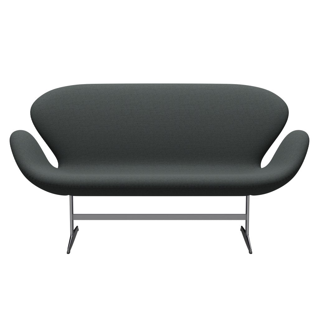 Fritz Hansen Swan Sofa 2 Seater, Satin Brushed Aluminium/Fiord Medium Grey/Dark Grey