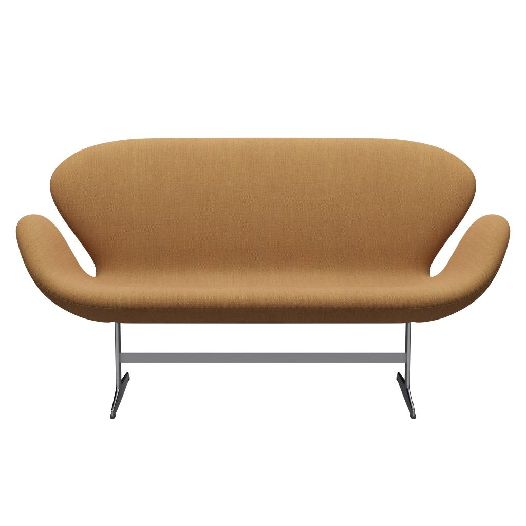 Fritz Hansen Swan Sofa 2 Seater, Satin Brushed Aluminium/Fiord Ochre/Stone