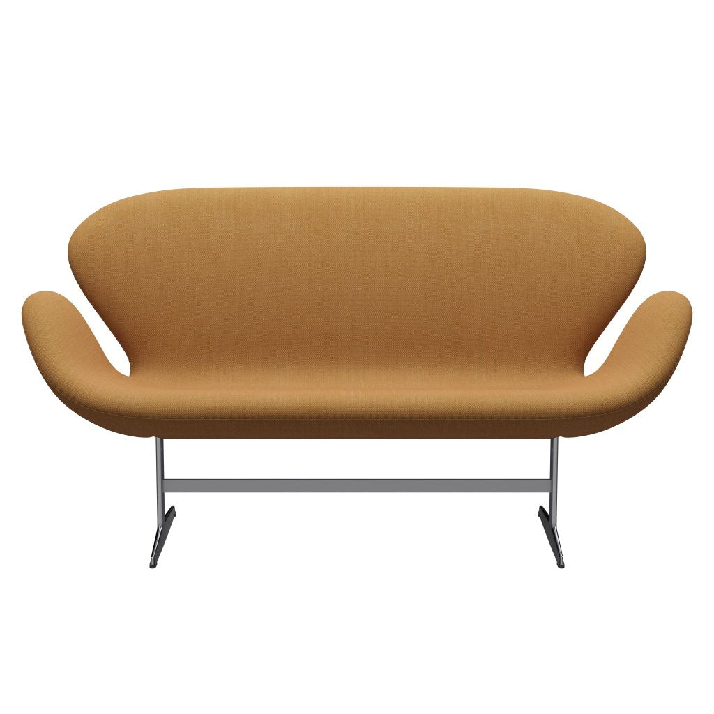 Fritz Hansen Swan Sofa 2 Seater, Satin Brushed Aluminium/Fiord Orange