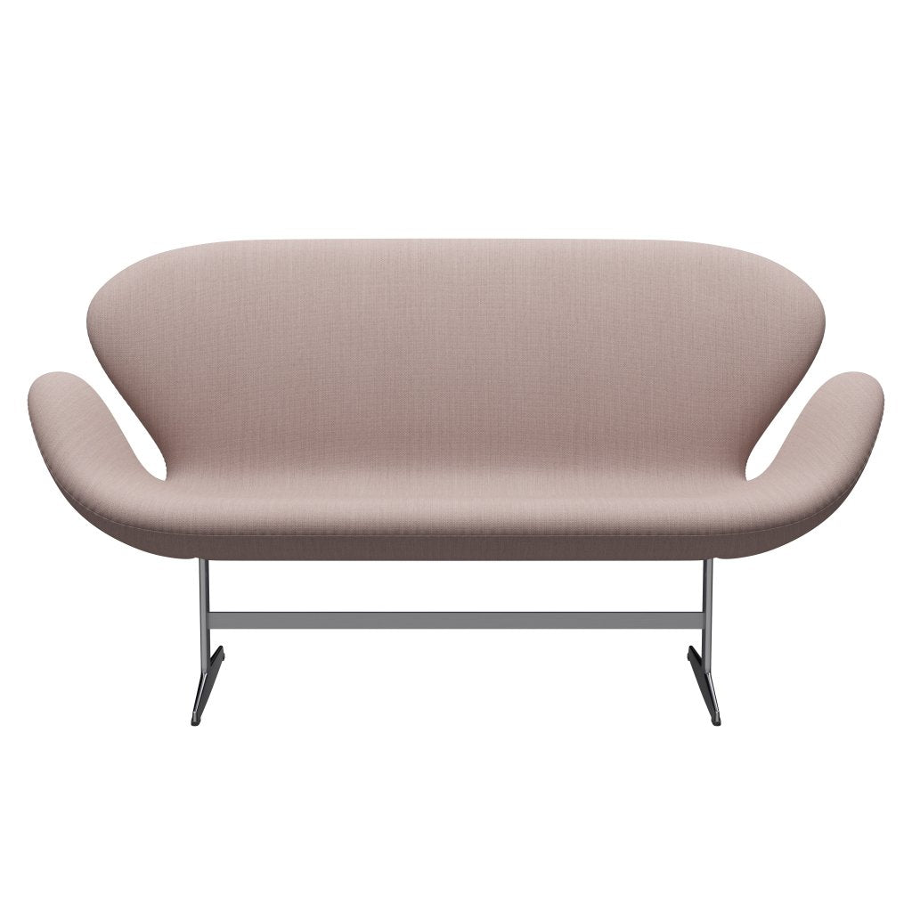 Fritz Hansen Swan Sofa 2 Seater, Satin Brushed Aluminium/Fiord Pink/Stone
