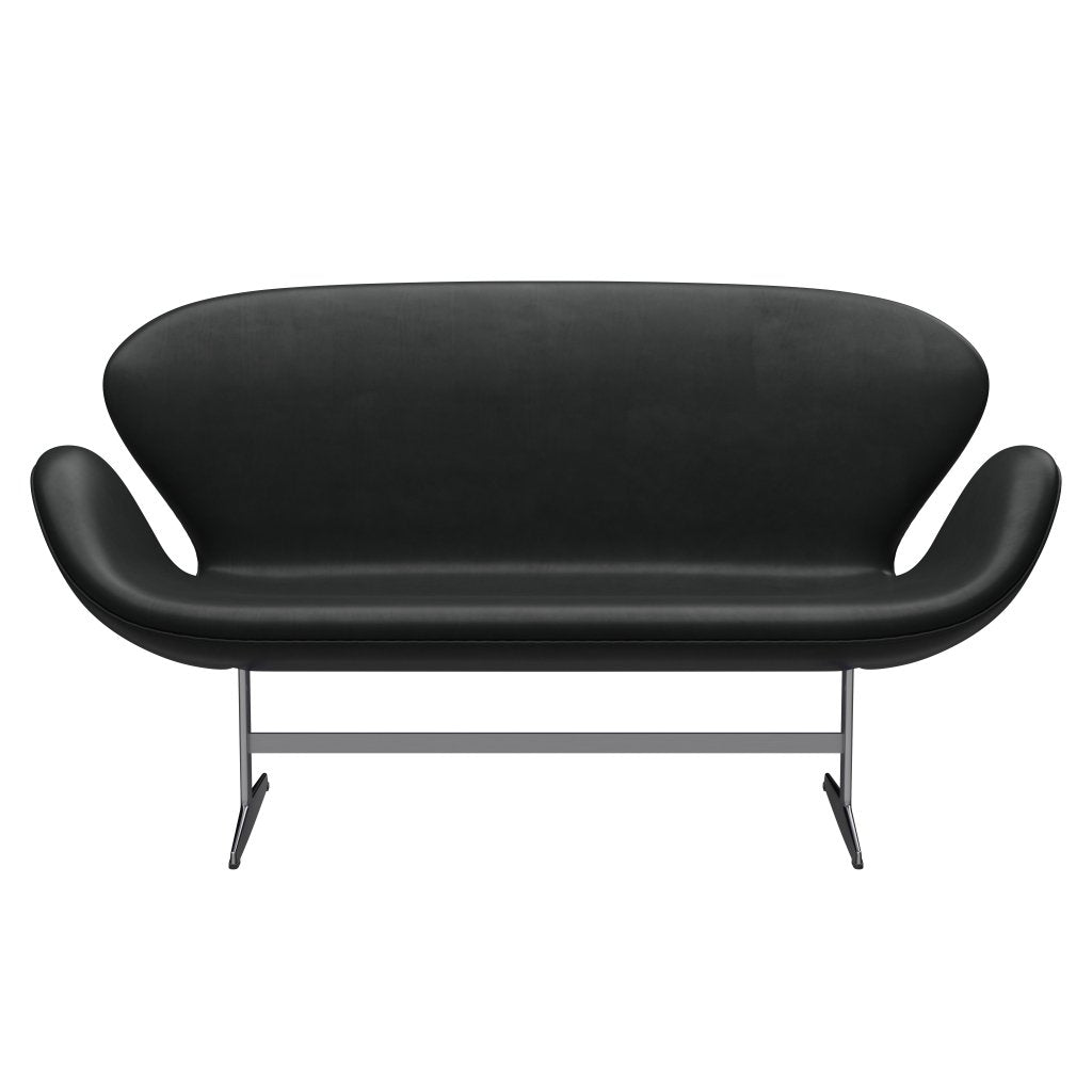 Fritz Hansen Swan Sofa 2 Seater, Satin Brushed Aluminium/Grace Black