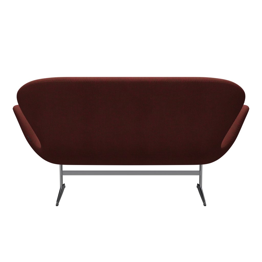 Fritz Hansen Swan Sofa 2-Sitzer, Satiniertes gebürstetes Aluminium/Hallingdal Rot/Grün