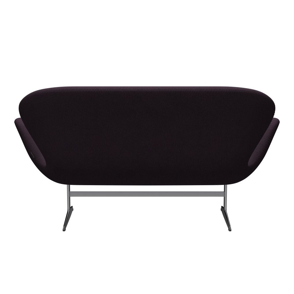 Fritz Hansen Swan Sofa 2-Sitzer, Satiniertes gebürstetes Aluminium/Tonus Aubergine