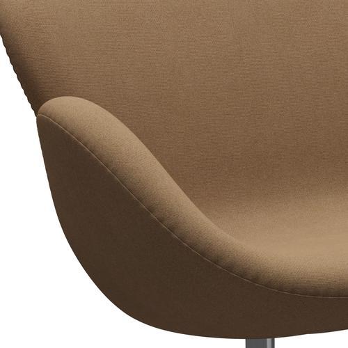 Fritz Hansen Swan Sofa 2 Seater, Satin Brushed Aluminium/Tonus Camel