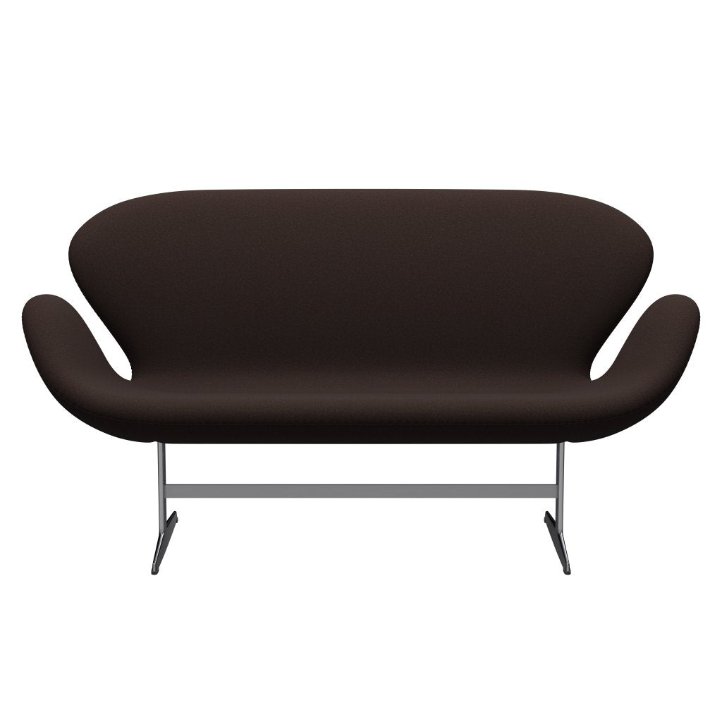 Fritz Hansen Swan Sofa 2 -sæder, satin børstet aluminium/tonus mørkebrun