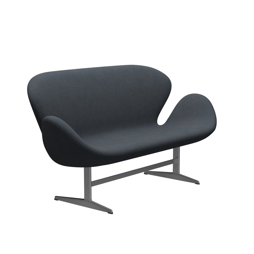 Fritz Hansen Swan Sofa 2 -sæder, satin børstet aluminium/tonus mørkegrå