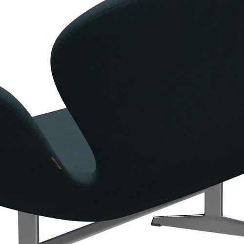 Fritz Hansen Swan Sofa 2 Seater, Satin Brushed Aluminium/Tonus Dark Green