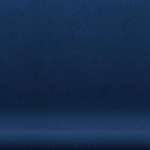 Fritz Hansen Swan Sofa 2-Sitzer, Satiniertes gebürstetes Aluminium/Tonus Dunkel Korallenblau