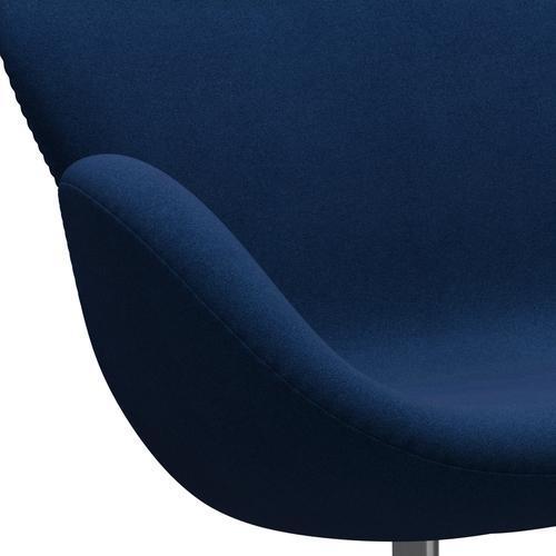 Fritz Hansen Swan Sofa 2-Sitzer, Satiniertes gebürstetes Aluminium/Tonus Dunkel Korallenblau