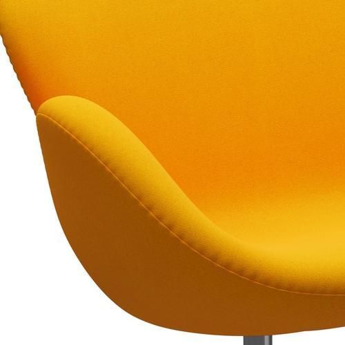 Fritz Hansen Swan Sofa 2 Seater, Satin Brushed Aluminium/Tonus Yellow Orange