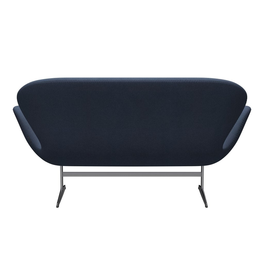 Fritz Hansen Swan -Sofa 2 -Sitzer, Satin gebürstet Aluminium/Tonus grau blau