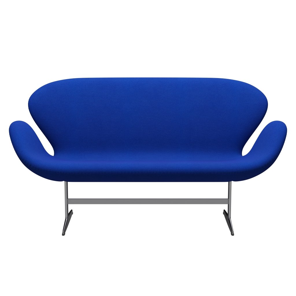 Fritz Hansen Swan Sofa 2 Seater, Satin Brushed Aluminium/Tonus Light Blue