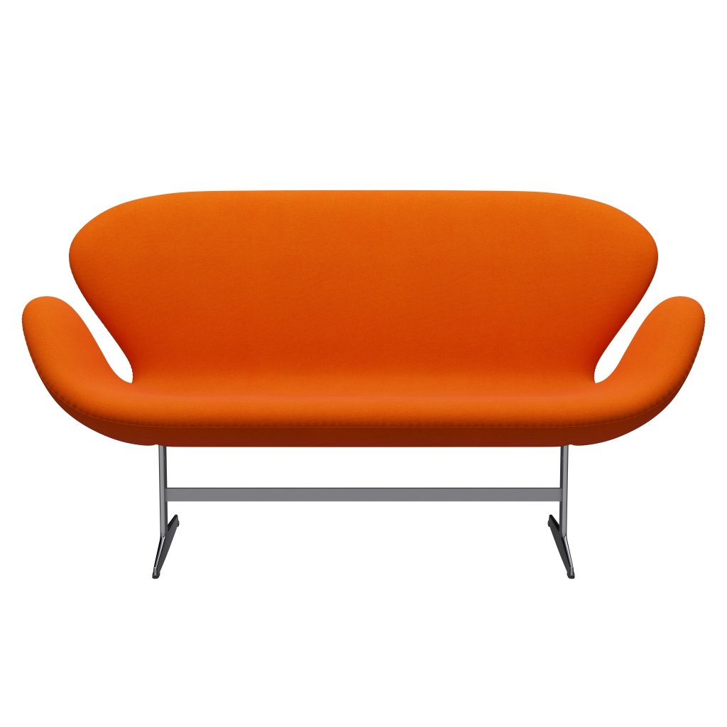 Fritz Hansen Swan Sofa 2 Seater, Satin Brushed Aluminium/Tonus Light Orange