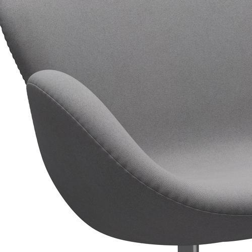 Fritz Hansen Swan Sofa 2 Seater, Satin Brushed Aluminium/Tonus Light Grey