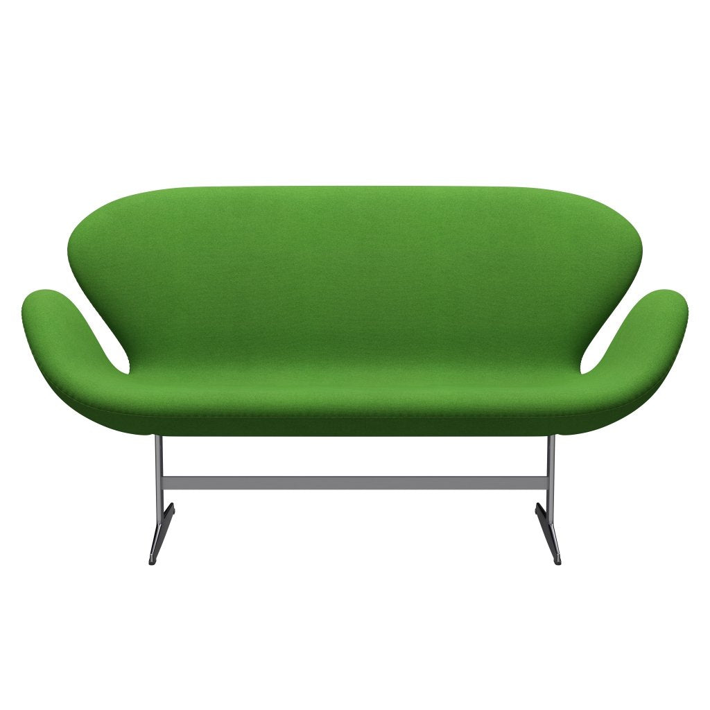 Fritz Hansen Swan divano 2 posti, alluminio spazzolato in raso/tono verde chiaro