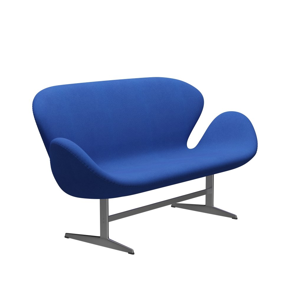 Fritz Hansen Swan Sofa 2 Seater, Satin Brushed Aluminium/Tonus Lavender Blue