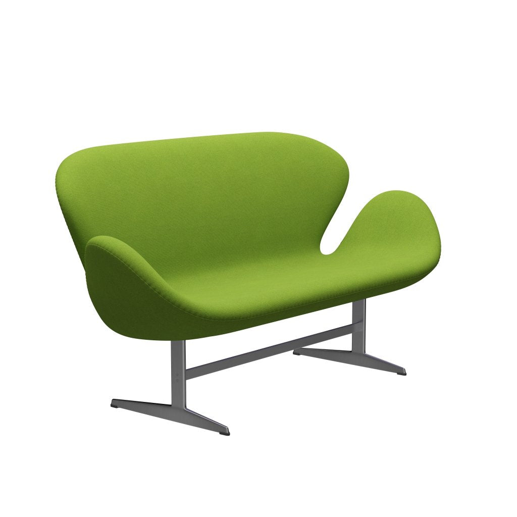 Fritz Hansen Swan Sofa 2 Seater, Satin Brushed Aluminium/Tonus Lime