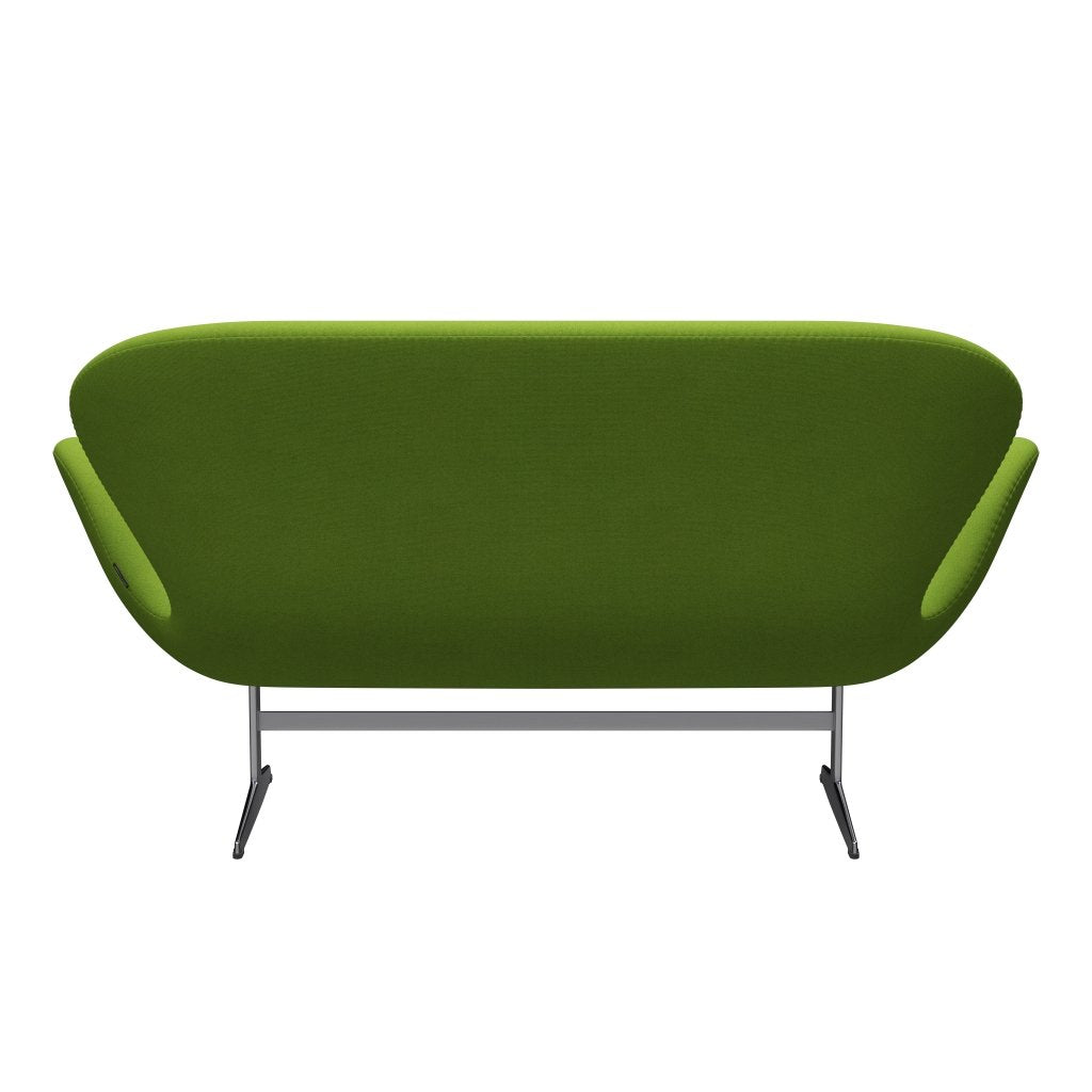 Fritz Hansen Swan Sofa 2 Seater, Satin Brushed Aluminium/Tonus Lime