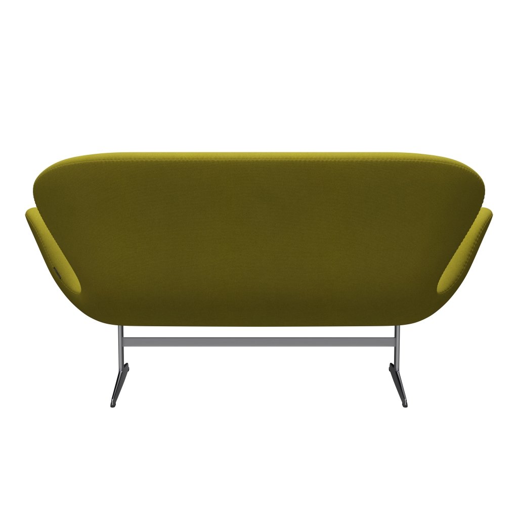 Fritz Hansen Swan Sofa 2-Sitzer, Satiniertes gebürstetes Aluminium/Tonus Lime Green