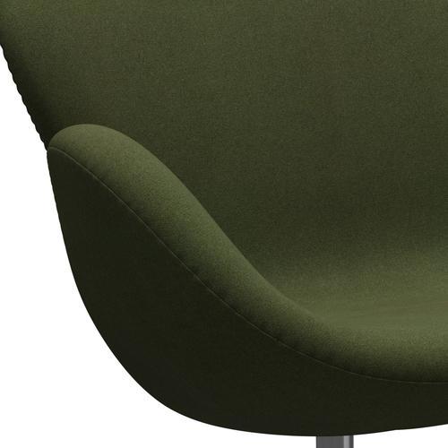 Fritz Hansen Swan Sofa 2 Seater, Satin Brushed Aluminium/Tonus Military Green