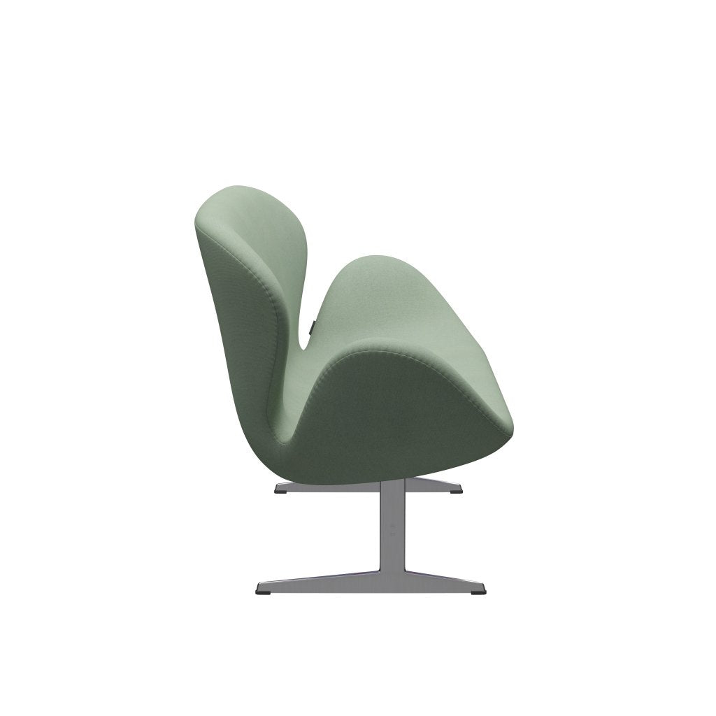 Fritz Hansen Swan divano 2 posti, alluminio spazzolato in raso/tonus menta verde