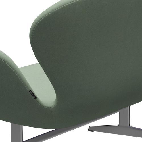 Fritz Hansen Swan沙发2座，缎面铝制铝/吨薄荷绿色