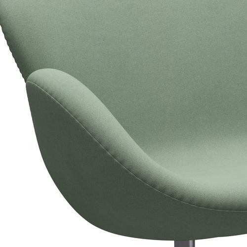 Fritz Hansen Swan沙发2座，缎面铝制铝/吨薄荷绿色