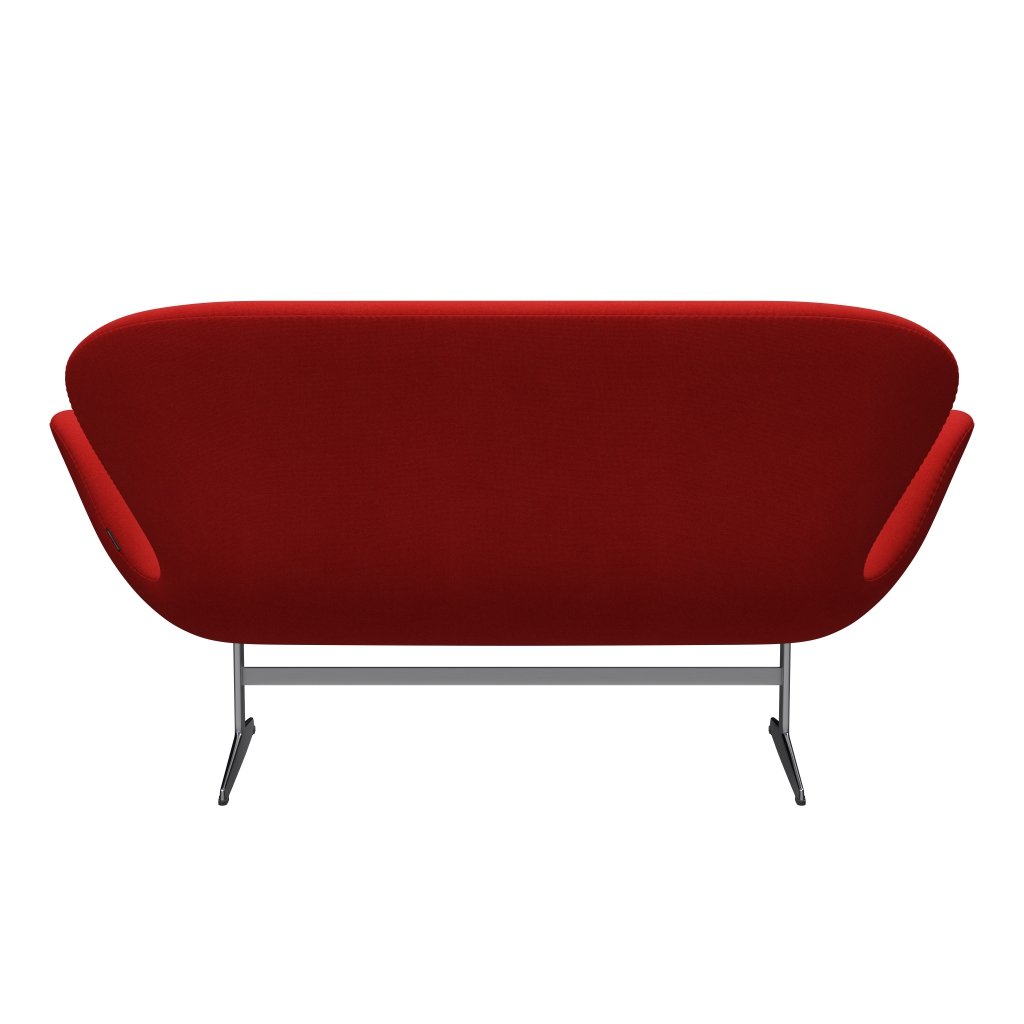 Fritz Hansen Swan divano 2 posti, alluminio spazzolato in raso/tonus arancione/rosso