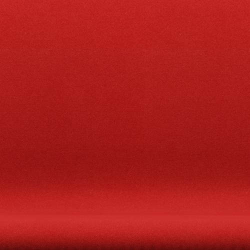 Fritz Hansen Swan Sofa 2 -zits, satijnen geborsteld aluminium/tonus oranje/rood
