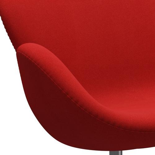 Fritz Hansen Swan Sofa 2 Seater, Satin Brushed Aluminium/Tonus Orange/Red