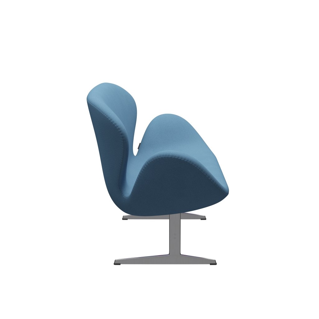 Fritz Hansen Swan Sofa 2 -sæder, satin børstet aluminium/tonus pastelblå