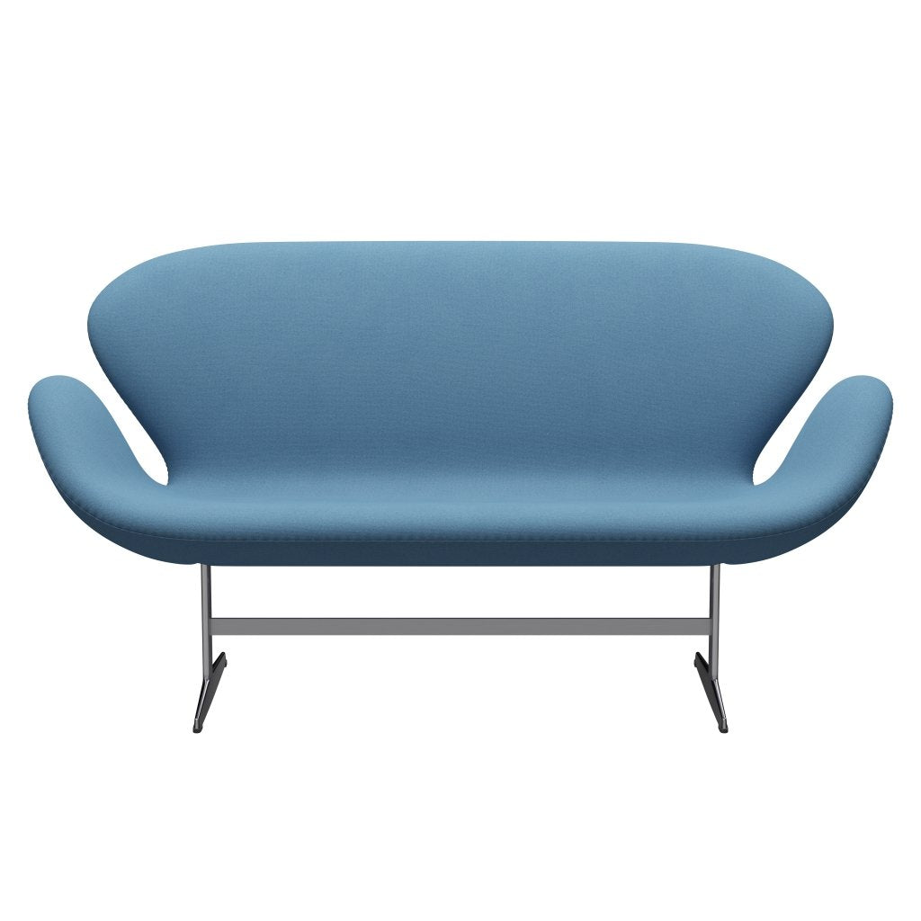 Fritz Hansen Swan Sofa 2 Seater, Satin Brushed Aluminium/Tonus Pastel Blue
