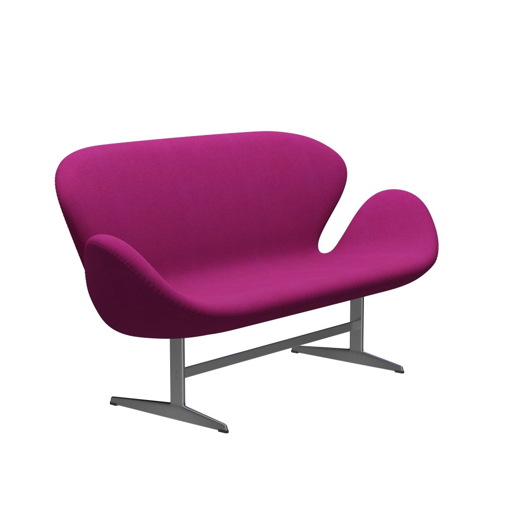 Fritz Hansen Swan -Sofa 2 -Sitzer, Satin gebürstet Aluminium/Tonus Pink