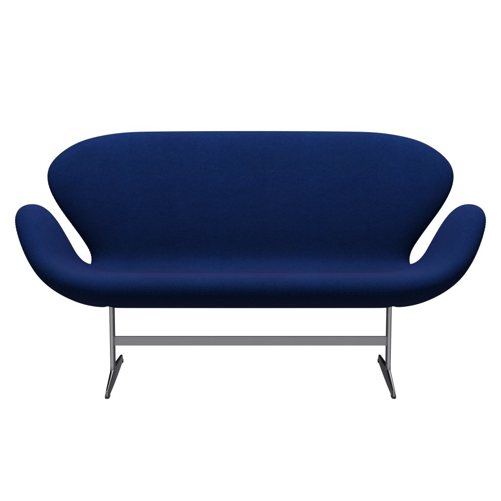 Fritz Hansen Swan divano 2 posti, alluminio spazzolato in raso/tono blu reale