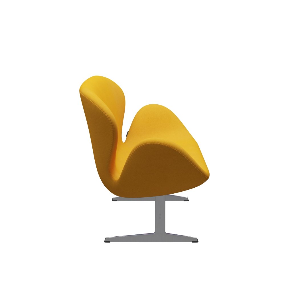 Fritz Hansen Swan Sofa 2 Seater, Satin Brushed Aluminium/Tonus Mustard