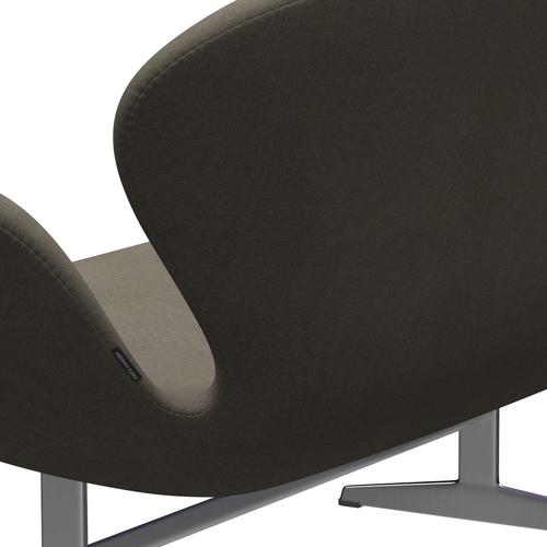 Fritz Hansen Svan soffa 2 -sits, satin borstad aluminium/tonus dammig brun