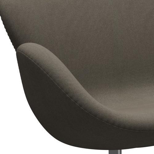 Fritz Hansen Canapé de cygne 2 places, aluminium brossé en satin / tonus brun poussiéreux