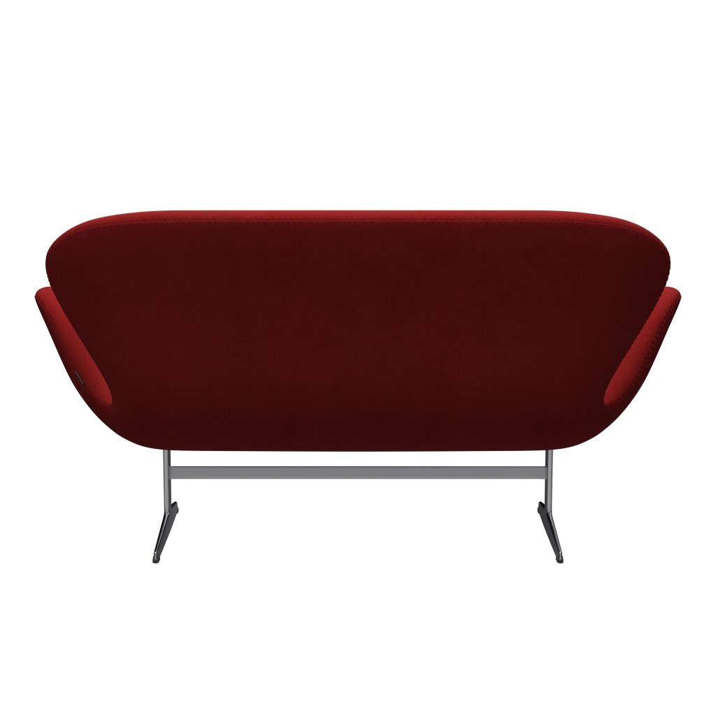 Fritz Hansen Swan divano 2 posti, alluminio spazzolato in raso/tonus bruciato rosso