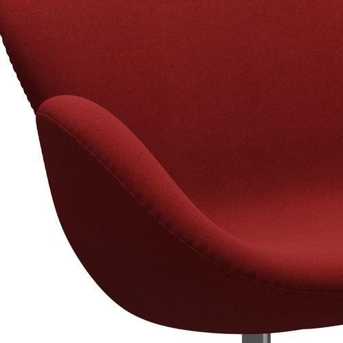 Fritz Hansen Swan divano 2 posti, alluminio spazzolato in raso/tonus bruciato rosso