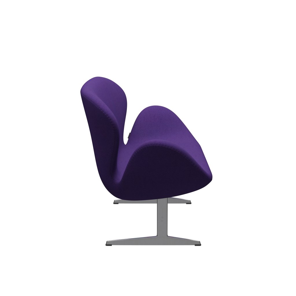 Fritz Hansen Swan Sofa 2 Seater, Satin Brushed Aluminium/Tonus Violet