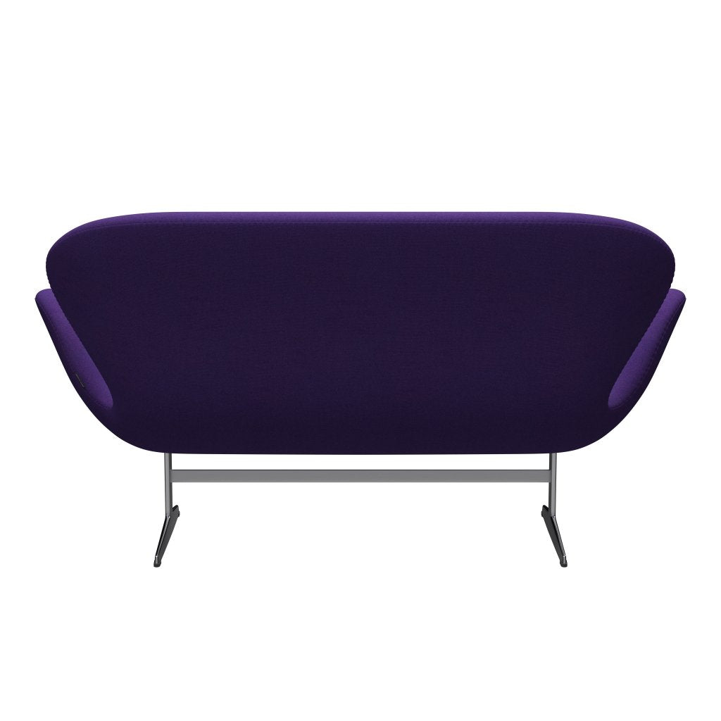 Fritz Hansen Swan Sofa 2座位，缎面铝制铝/吨紫罗兰色