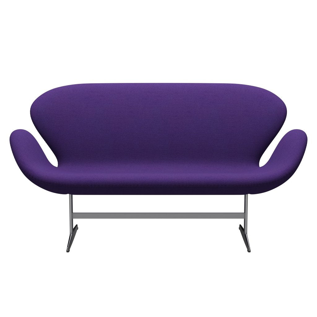 Fritz Hansen Swan Sofa 2座位，缎面铝制铝/吨紫罗兰色
