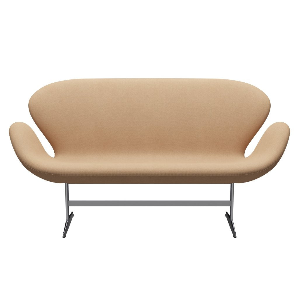 Fritz Hansen Swan Sofa 2 Seater, Satin Brushed Aluminium/Tonus Warm Beige
