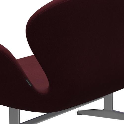 Fritz Hansen Svan soffa 2 -sits, satin borstat aluminium/tonus vinröd