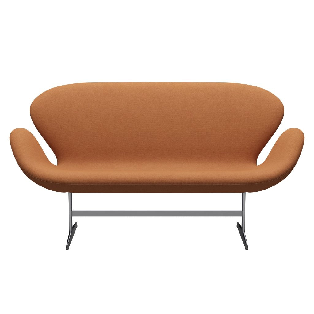 Fritz Hansen Swan沙发2座位，缎面铝制铝/吨软橙